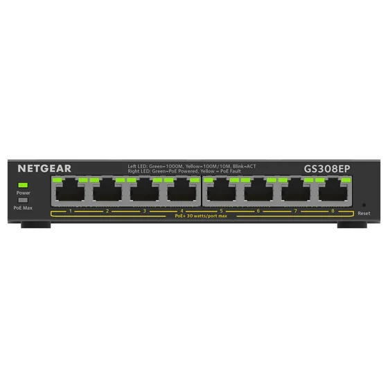 8P NETGEAR GS308EP PoE+ M