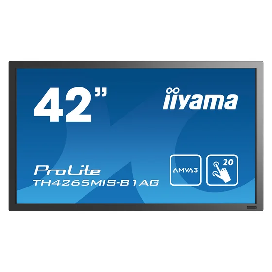 iiyama 106,7cm/42'' (1920x1080) iiyama ProLiteTH4265MIS-B1AG 6,5ms 16:9 VGA HDMI Speaker VESA TOUCHSCREEN FULL HD BLACK