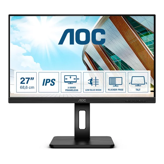 68,6cm/27" (1920 x 1080) AOC 27P2Q Full HD 4ms IPS HDMI VGA DVI DP USB 16:9 Black