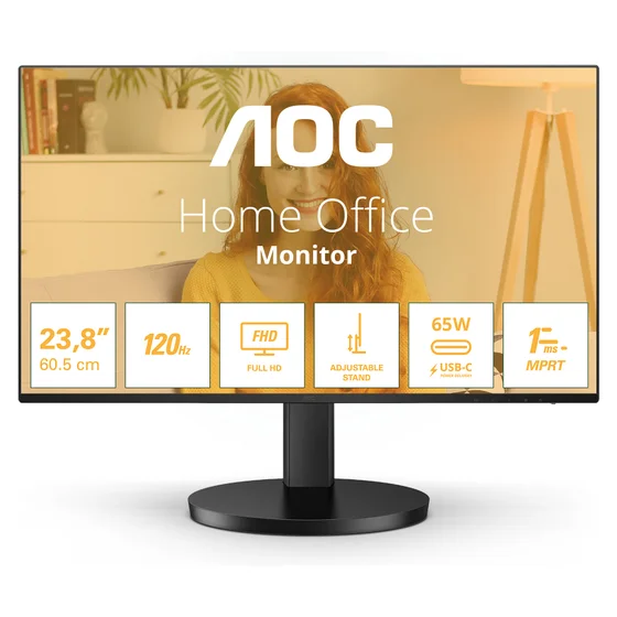 68,6cm/27" (1920x1080) AOC Basic-line 27B3CF2 16:9 FHD IPS 1ms 100Hz HDMI USB-C Speaker Black