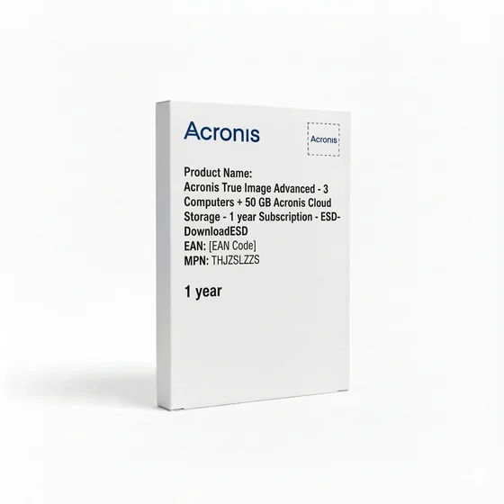Acronis True Image Advanced - 3 Computers + 50 GB Acronis Cloud Storage - 1 year Subscription - ESD-Download