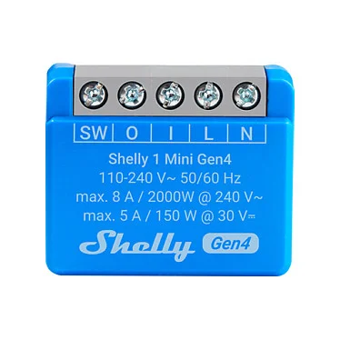 Shelly Relais "1 Mini Gen4" WLAN BT max. 8A 1 Kanal WLAN Matter Zigbee Bluetooth Unterputz