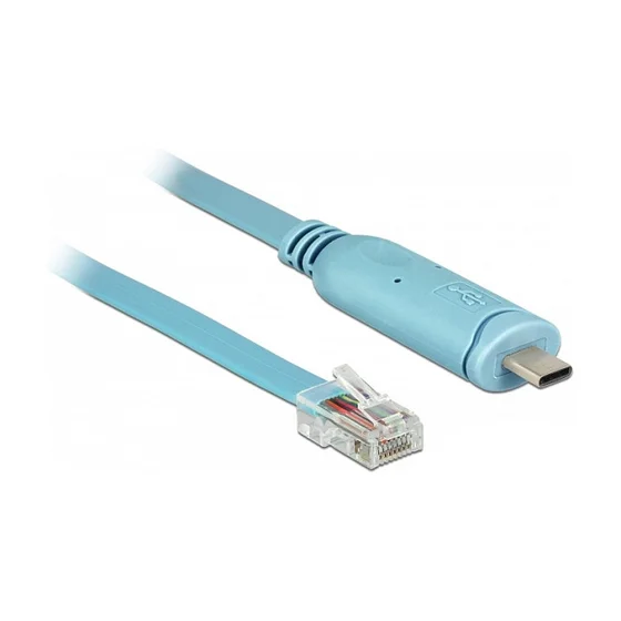 Delock Adapter USB 2.0 Type-C™ Stecker > 1 x Seriell RS-232 RJ45 Stecker 3,0 m blau