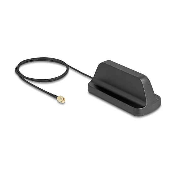 Delock WiFi 7 Antenne RP-SMA Stecker 2,5 - 3,6 dBi omnidirektional mit magnetischem Standfuß und Anschlusskabel ULA100 1 m outdoor schwarz