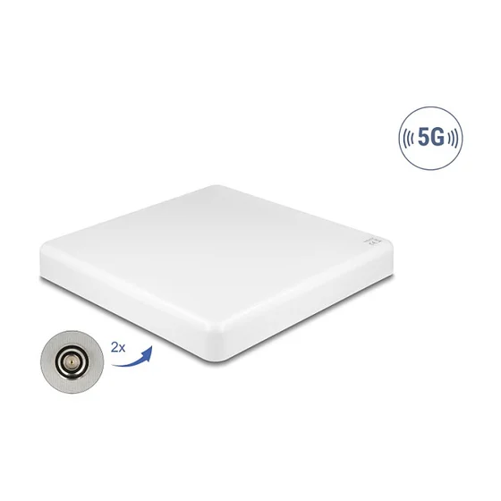 Delock 5G LTE MIMO Antenne 2 x N Buchse 2,7 - 9,0 dBi direktional Wand- und Mastmontage outdoor weiß