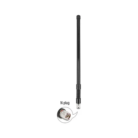 Delock WiFi 5,8 GHz Antenne N Stecker 7 dBi omnidirektional mit Stahlfeder schwarz outdoor
