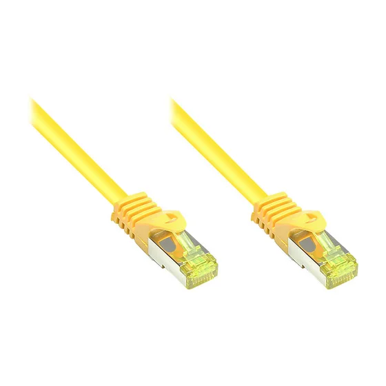 GoodConnections RJ45 Patchkabel mit Cat. 7 Rohkabel und Rastnasenschutz (), S/FTP, PiMF, halogenfrei, 500MHz, OFC, gelb, 3m,