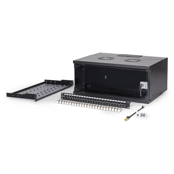 DIGITUS 19" Netzwerk-Set 4HE Wandgehuse und Zubehr schwarz
