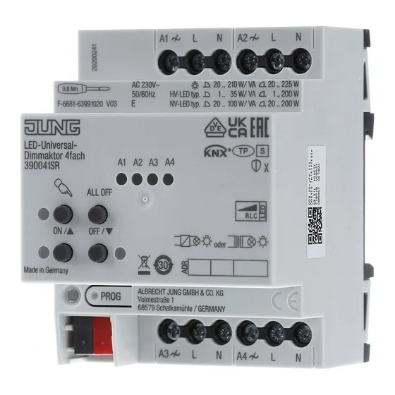 Jung 390041SR KNX LED-Universal-Dimmaktor 4fach