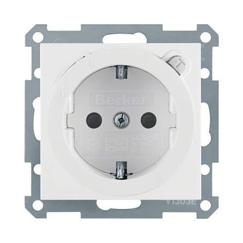Berker 47088989 Fi- SCHUKO-Steckdose 30mA polarweiss glänzend S.1 B.3 B.7