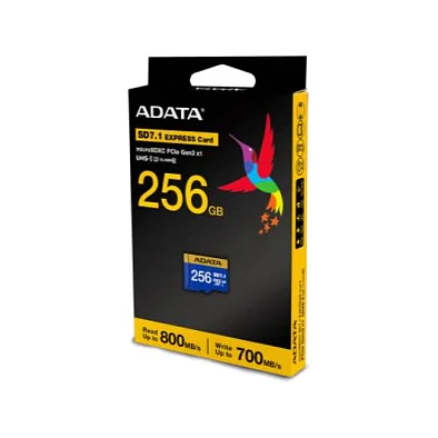 CARD ADATA Premier Extreme microSDXC SD7.1 256 GB (blau/gelb, SD7.1 Express, UHS-I U3, Class 10, V30, Nintendo Switch 2 Ready)