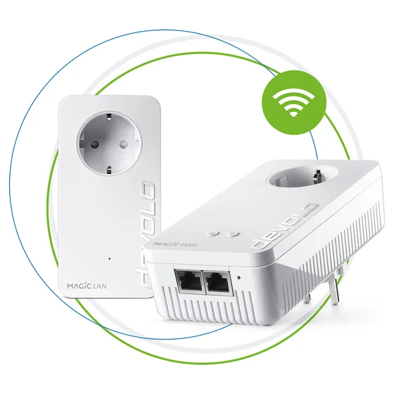 devolo Magic 2 WiFi next Powerline Starter Kit 1x devolo Magic 2 WiFi next Adapter, 1x devolo Magic 2 LAN Adapter