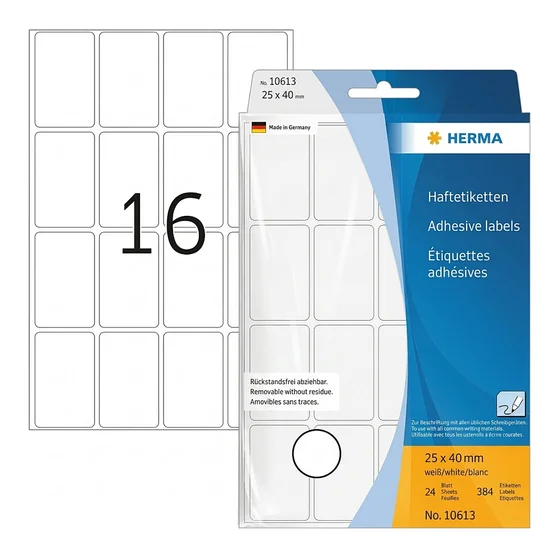 HERMA Vielzwecketiketten weiß 25x40 mm ablösbar 384 St.