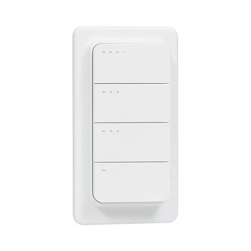 Shelly · Plug & Play · Blu ZB RC Button 4 · Fernbedienung inkl. Magnethalter · 4-fach · 16 Aktionen · Bluetooth · Zigbee · Weiß